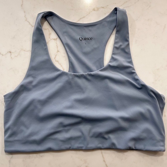 Quince Ultra-Form Scoop Neck Longline Bra - Spa Blue - Large - Picture 1 of 6